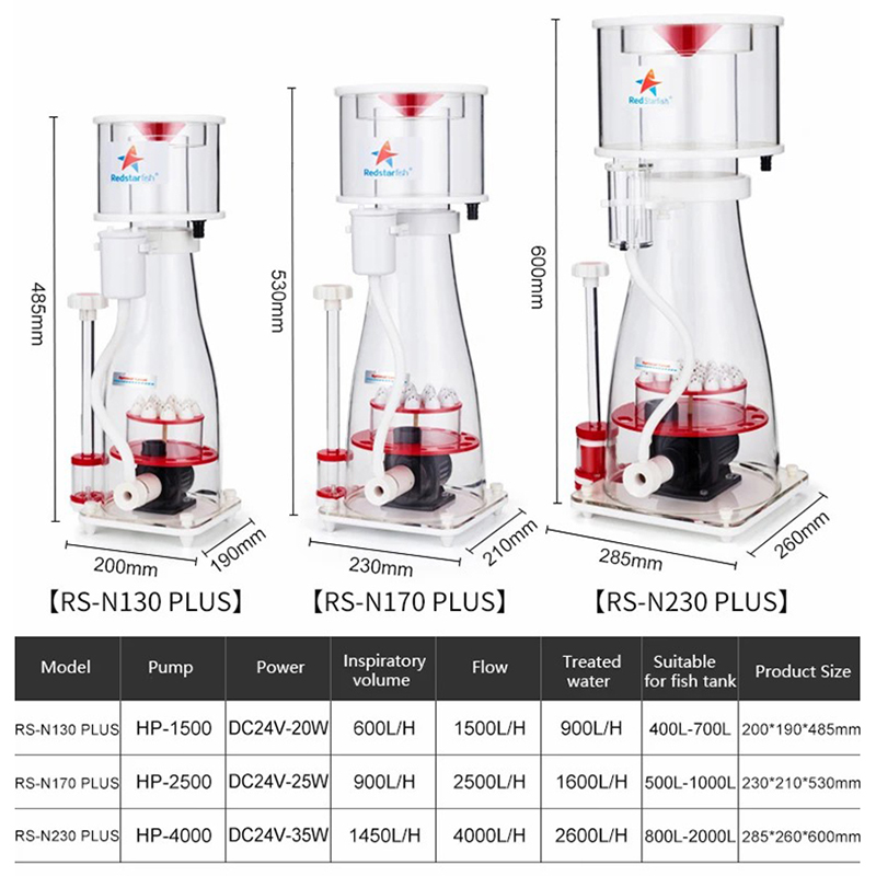 Marine Aquarium Protein Skimmer - Écrémeuse de protéines pour aquarium Red