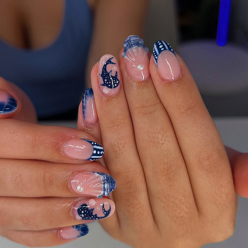 Marine Aquarium Decorations - 24 faux ongles en gel 3D