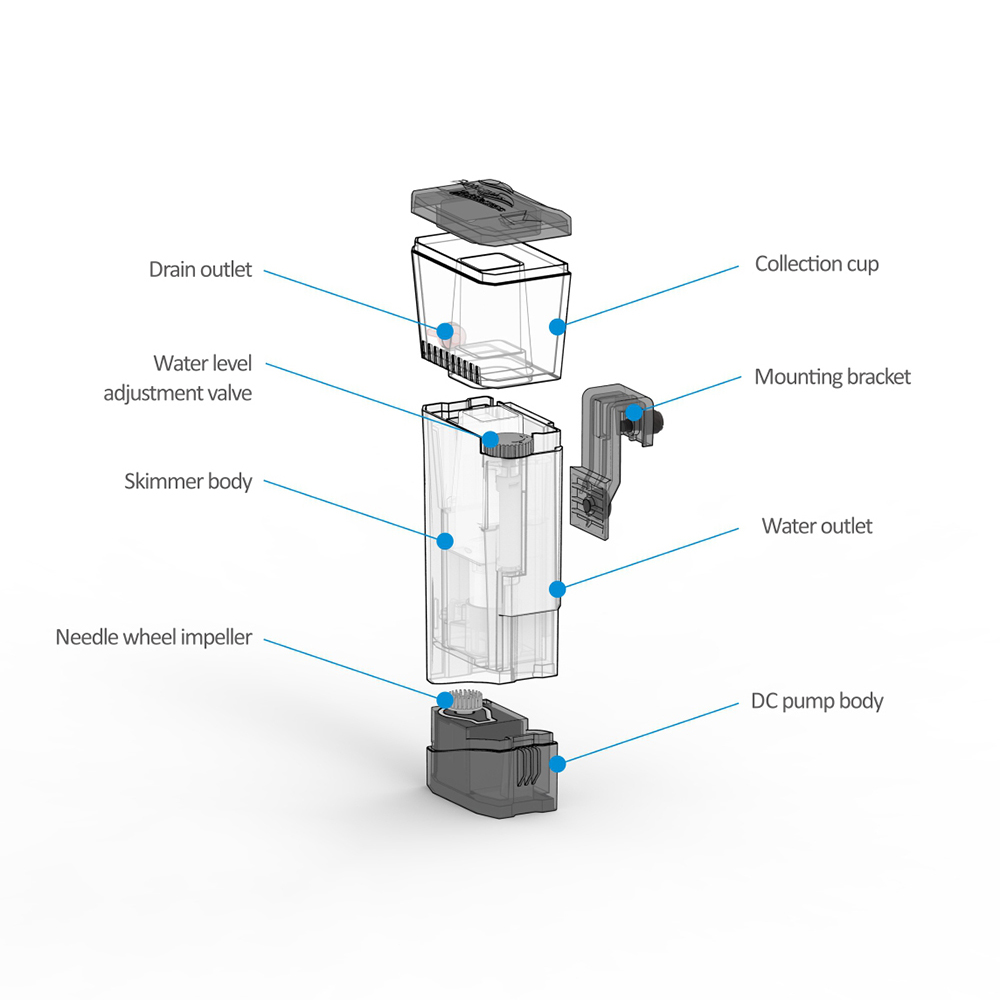Skimmer interne Nano Mini Q 10 - Marine Aquarium Protein Skimmer avis et prix