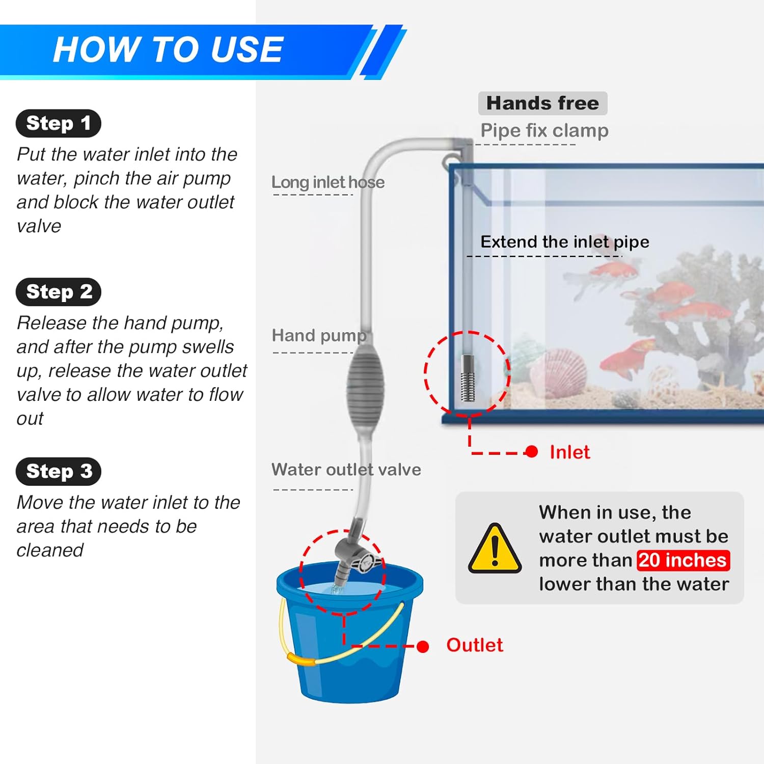 Grand siphon d'aquarium précie - Marine Aquarium Bacteria avis et prix